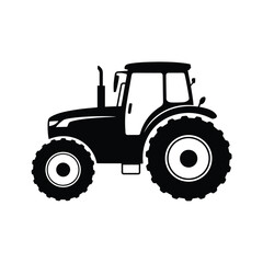 Classic black silhouette of a farm tractor