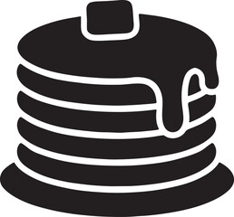 Pancake stack silhouette vector illustration, breakfast food icon design perfect for bakery, cafe, and sweet themes.