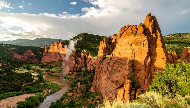 Panoramic view of red rock formations