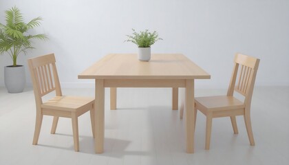 Light wood dining set in a bright room
