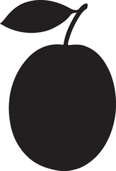 Plum silhouette vector illustration, simple fruit icon design perfect for food, nutrition, and health themes.