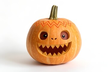 Whimsical Butternut Squash Carved Face Halloween Pumpkin Decoration Orange