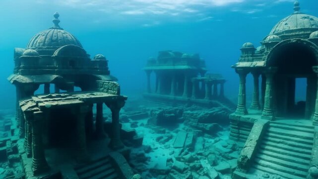 Underwater Dwarka city VR 360 Spherical Panorama