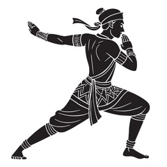 Black bokator cambodia Silhouette Vector, High Quality Illustration on White Background