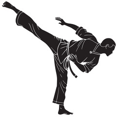 Black apoeira brazil martial art combined with Silhouette Vector, High Quality Illustration on White Background