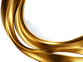 Great for social media posts, a minimal curved gold foil lines forming a soft square frame with clean negative space in vector style. Isolated to transparent background