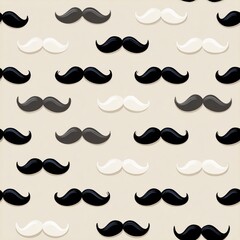 Seamless pattern. Pattern of black and white mustaches on a light background.