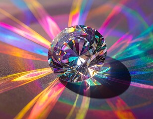 Sparkling diamond in iridescent light