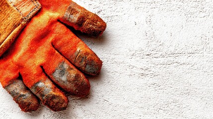 Used work glove on concrete surface