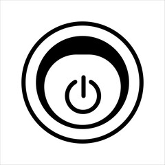 Circular power button icon, on/off switch symbol, simple graphic design.