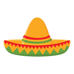 Mexican sombrero hat, isolated on white background