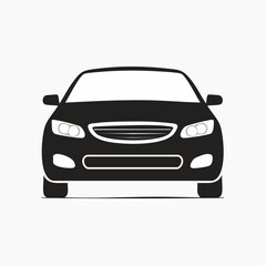 Sedan car, vehicle or automobile front view flat vector icon for apps and websites