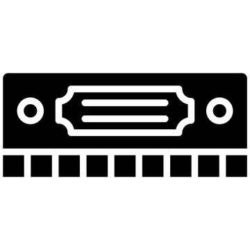black harmonica icon clip art preview