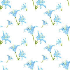 seamless pattern of blue lily