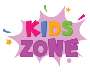 Сolorful cartoon emblem for kids zone or children play area. Children playground area logo, isolated on white background