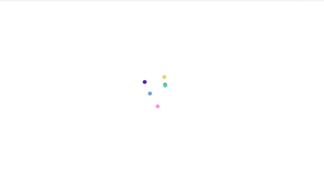 A small cluster of colorful dots arranged in a circular pattern against a white background.