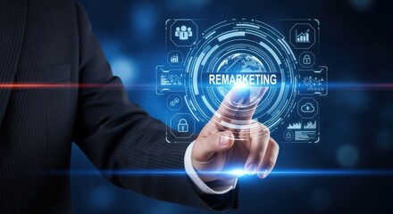 Professional Hand Touching Digital Remarketing Concept Screen
