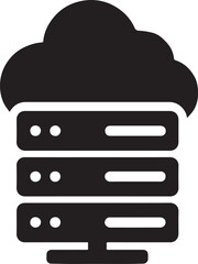 Cloud hosting server silhouette icon for technology, data storage, web hosting and IT services.