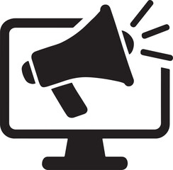 Digital marketing megaphone silhouette icon for promotion, advertising, branding and social media.