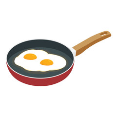 Fried eggs in frying pan isolated. Food. Breakfast. Healthy food.