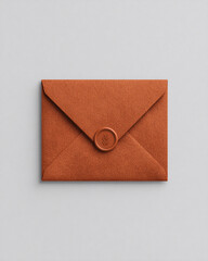 Brown Envelope with Wax Seal on White Background