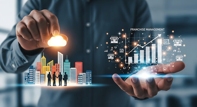 Modern business technology connecting cities data analytics and people for futuristic growth and innovation - Powered by Adobe