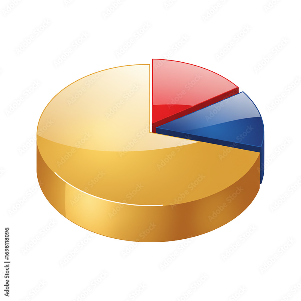 Poster dynamic 3d pie chart visualizing data breakdown for modern business analysis and strategy