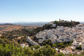 Fototapeta premium Casares Andalusia Spain white village panorama. Casares, Andalusia Spain. 5 September 2025.