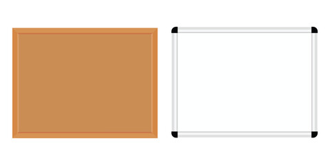 Mangnetic board and cork board for school or office, isolated on white background