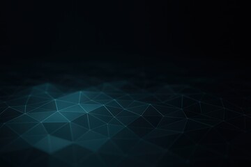 Fototapeta premium Abstract Low-Poly Grid Triangular Mesh Fading Darkness Depth of Field Digital Technology