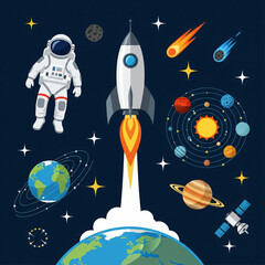Space Exploration Infographic Elements