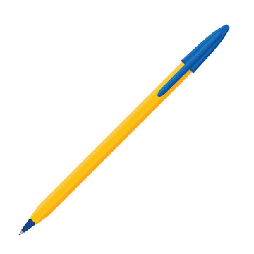 Cheap blue plastic ballpoint pen realistic