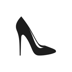 Illustration of a black high heel shoe art on transparent background