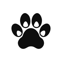 Black paw print with white background art on transparent background