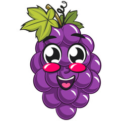 cute grape fruit mascot character vector illustration, work of hand drawn