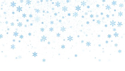 Light blue snowflakes falling on a white background