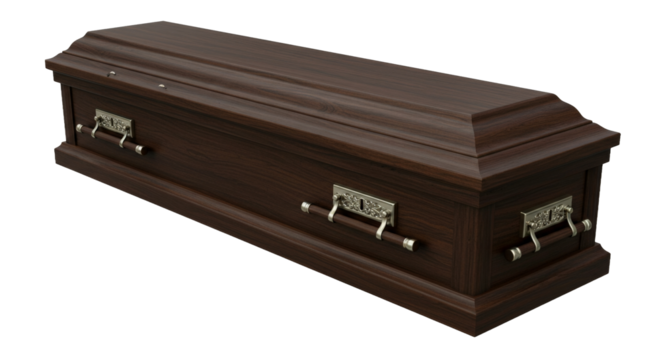 wooden coffin png isolated on transparent background