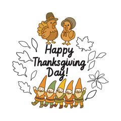 Obraz premium happy thaksgiving day card with leaves