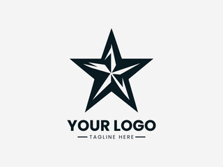 Black five pointed star vector logo symbol for decoration, badge and minimalist design