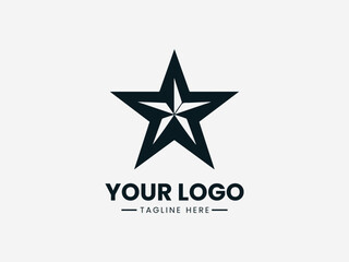 Black five pointed star vector logo symbol for decoration, badge and minimalist design