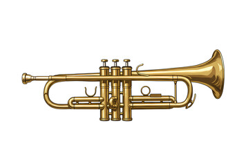 Vintage Trumpet Brass Musical Instrument CloseUp isolated on transparent background