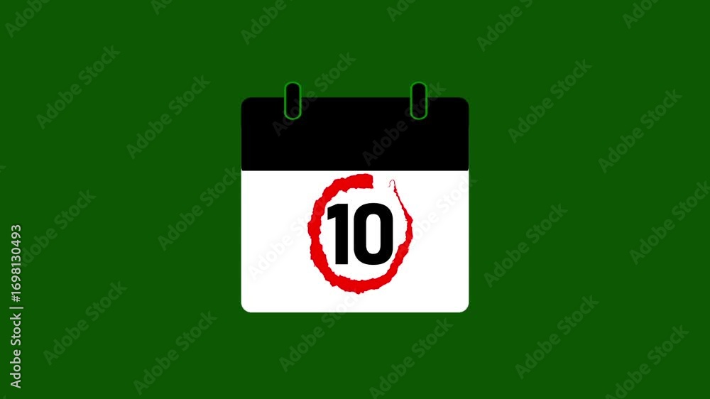 Poster marking the date in the calendar with a red marker. marking the date of the number calendar.the red 