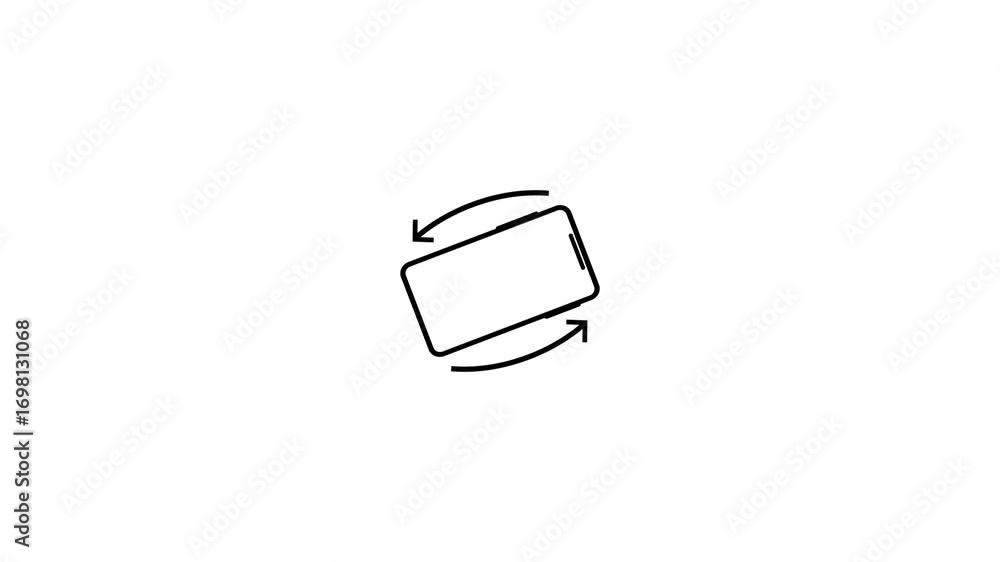 Poster mobile phone screen rotate arrow icon animation with alpha background. please rotate your phone to l