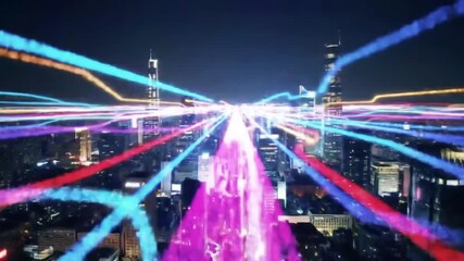 Futuristic Data Streams over the City: Network Connectivity and Technological Advancement - Powered by Adobe