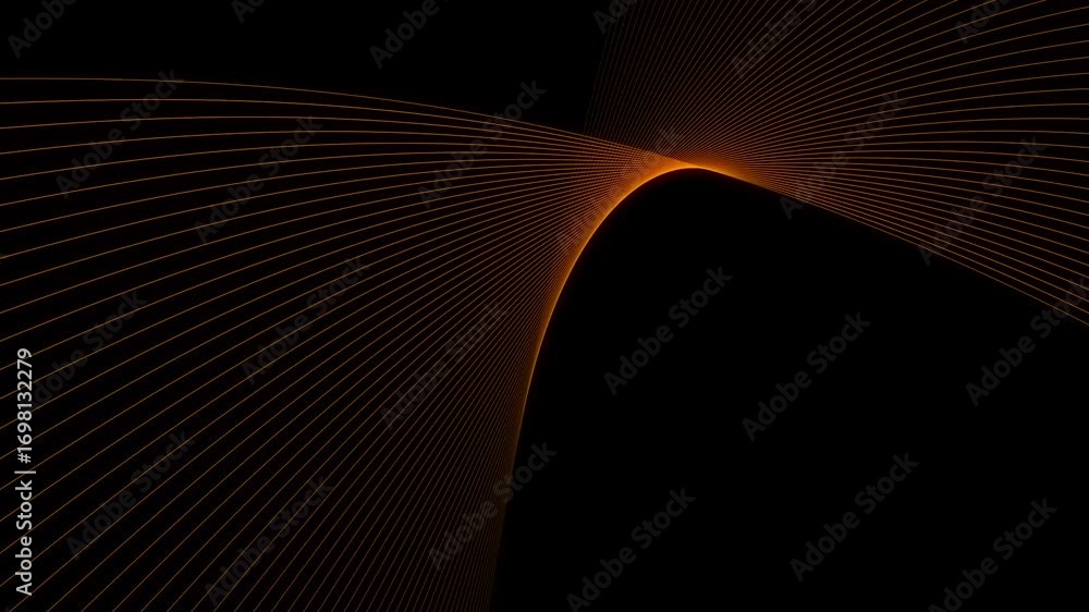Poster a captivating, dynamic image of a large, curved wave with a gradient, created by intricate lines tha