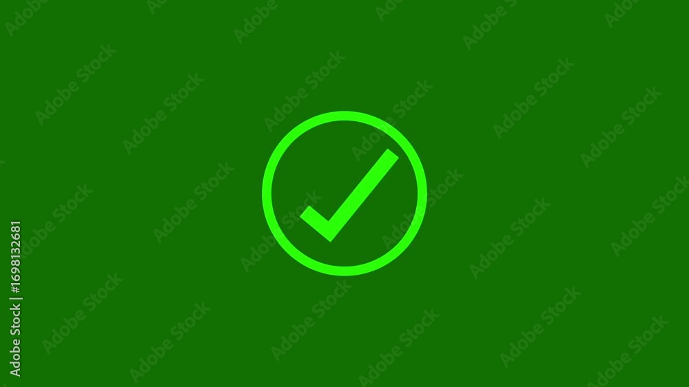 Poster check mark icon animation.tick confirm correct accept select checkbox circle sign symbol on black ba