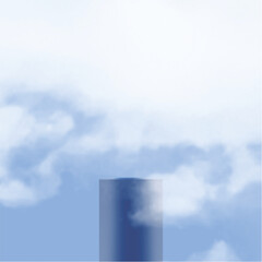 Vertical Cylinder in Cloudy Sky &ndash; EPS Abstract Architectural Form with Atmospheric Background