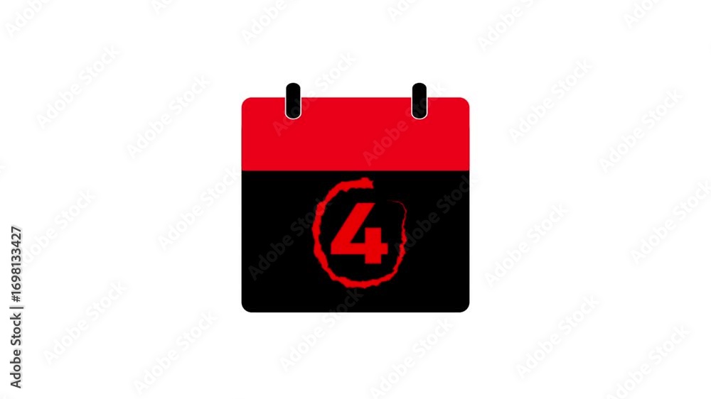 Poster 4 - marking the date in the calendar with a red marker. the 4 day of the month. calendar animation o