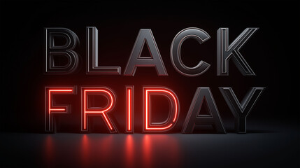 Black Friday: Illuminated neon text, advertising the highly anticipated sale of Black Friday.