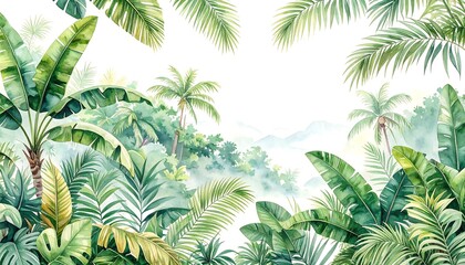 Lush tropical foliage panorama